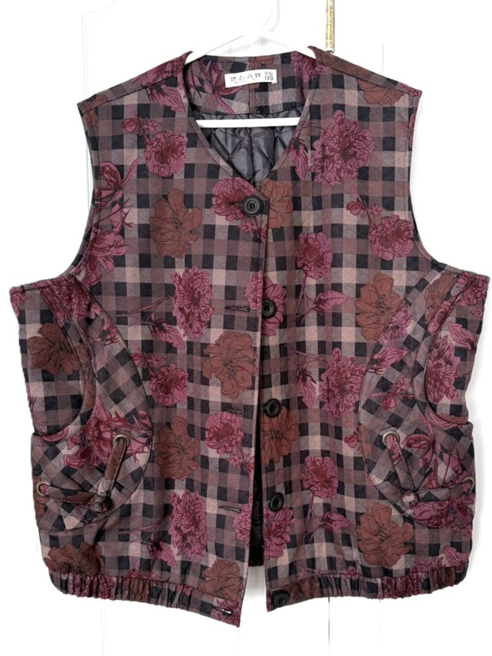 Plaid Floral Button-front Vest Size 2X